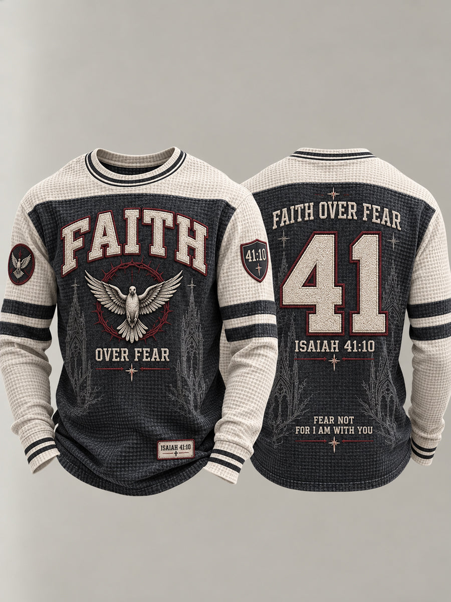 Men's Christian Faith Over Fear Waffle Sweatshirt