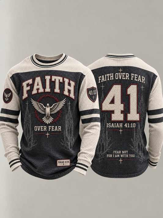 Men's Christian Faith Over Fear Waffle Sweatshirt