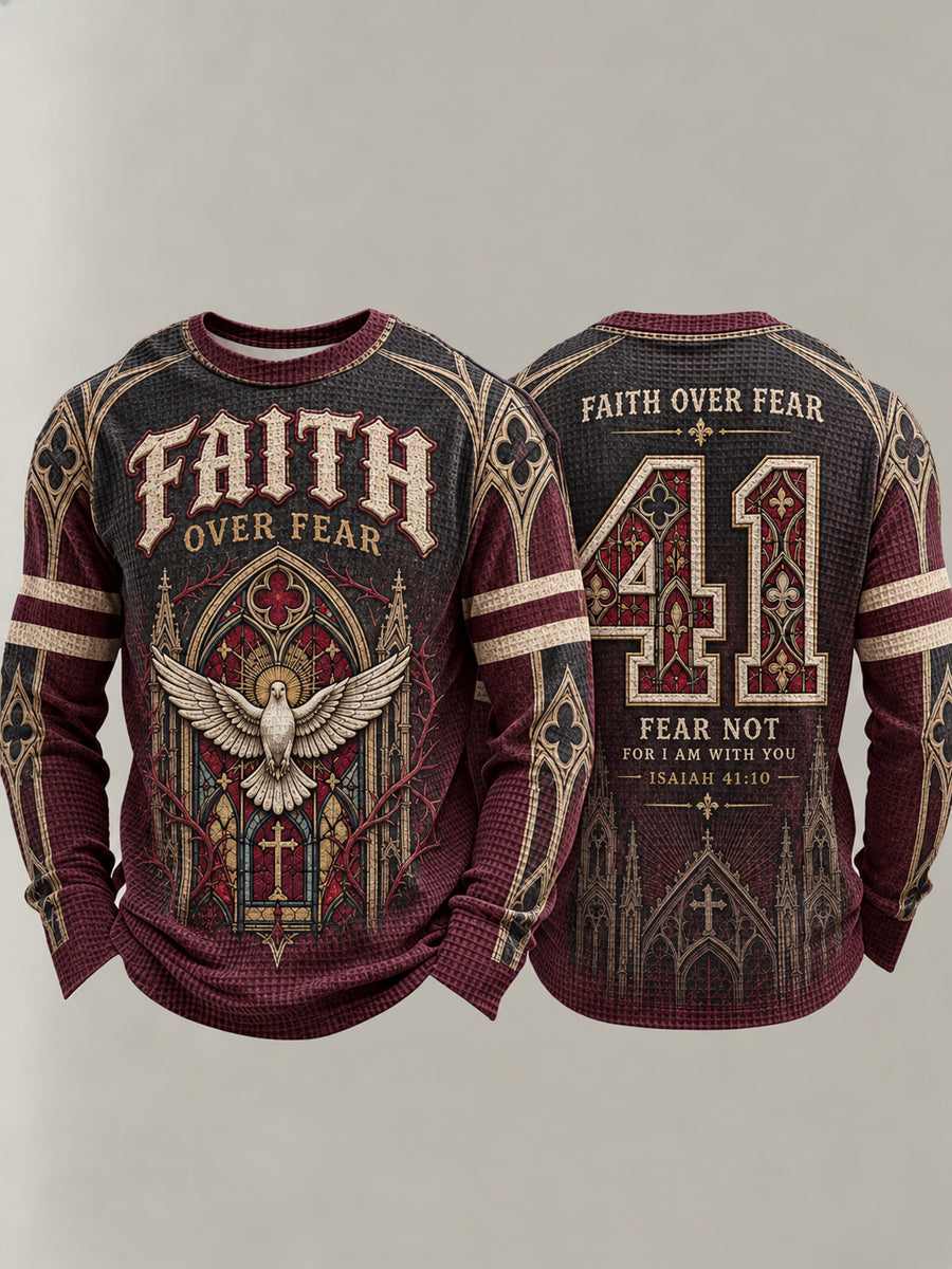 Men's Christian Faith Over Fear Waffle Sweatshirt