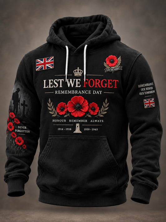 Men's Remembrance Day Print High-Neck Long-Sleeve Hoodie