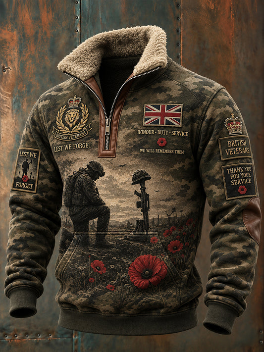 Men's Long-Sleeve Turtleneck Top With Remembrance Day Themed Print