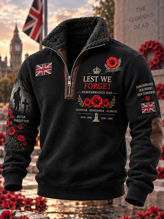 Men's Long-Sleeve Turtleneck Top With Remembrance Day Themed Print