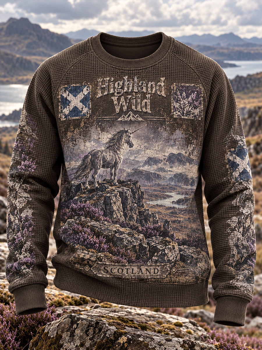 Men's British Scottish Waffle Long-Sleeve Sweatshirt