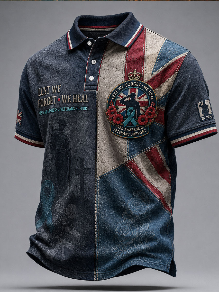 Men's UK Veteran PTSD Awareness Printed Casual Tops