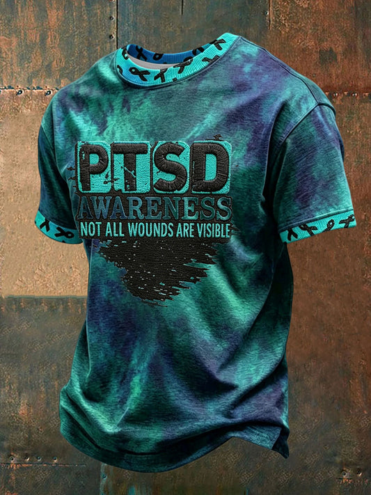 Men's PTSD Awareness Veteran Printed T-shirt