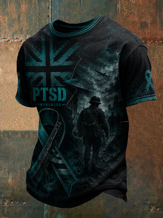 Men's PTSD Awareness Veteran Printed T-shirt