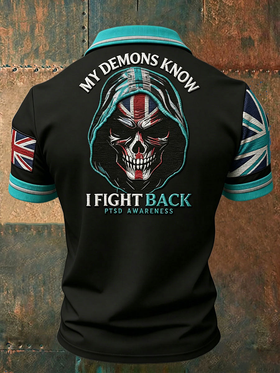 Men's Retro UK PTSD Awareness Printed Casual Tops