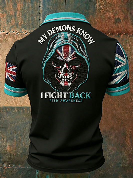 Men's Retro UK PTSD Awareness Printed Casual Tops