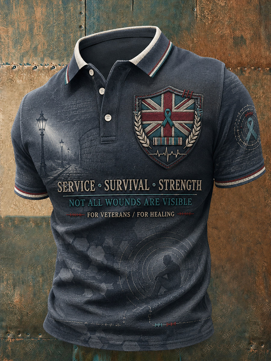 Men's PTSD Awareness Printed Casual Tops