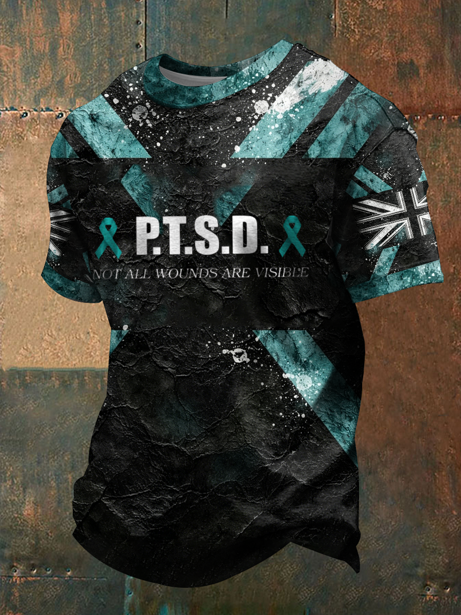 Men's PTSD Awareness Veteran Printed short sleeves t-shirt