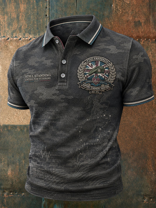 Men's PTSD Awareness Printed Casual Tops