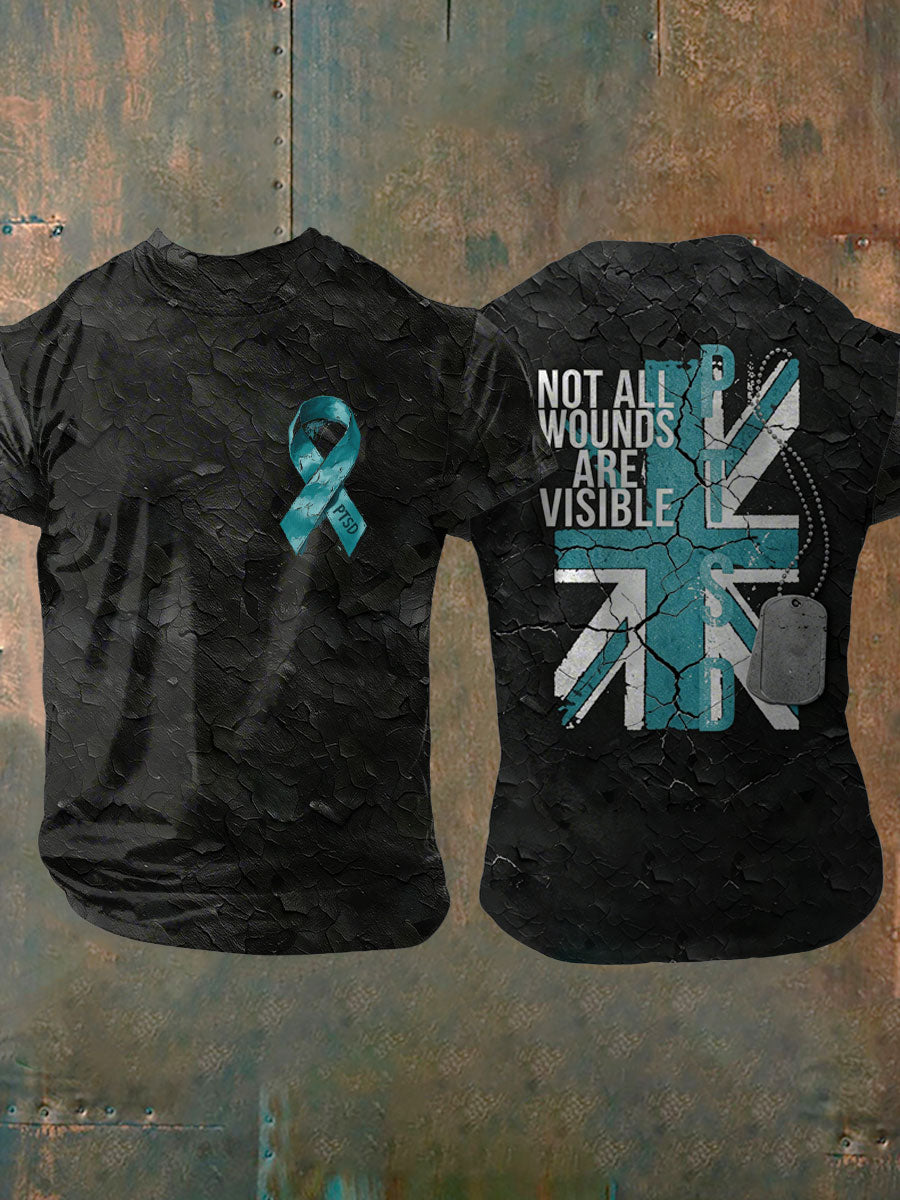 Men's PTSD Awareness Veteran Printed short sleeves t-shirt