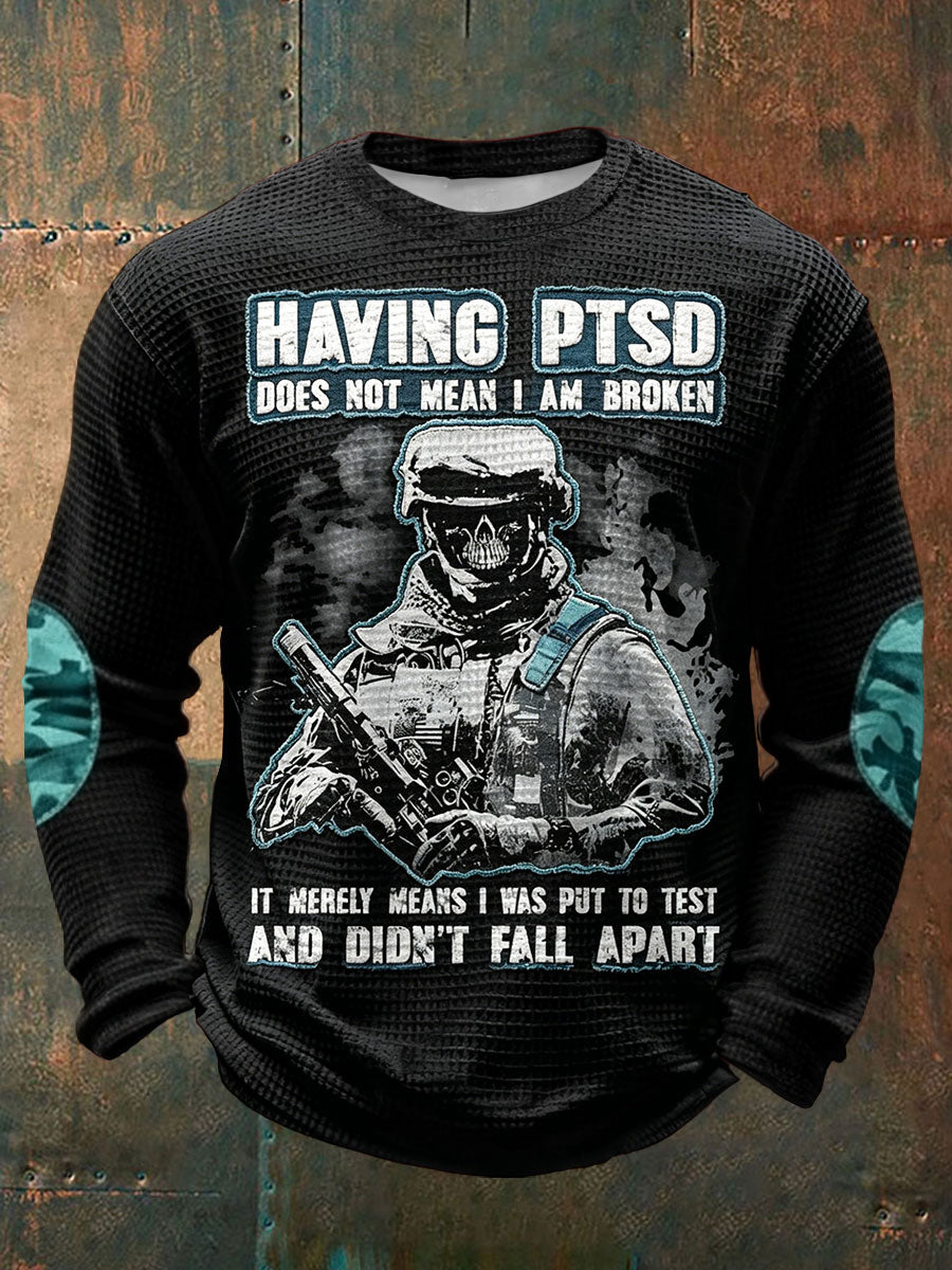 Men's PTSD Awareness Veteran Printed Waffle Tops