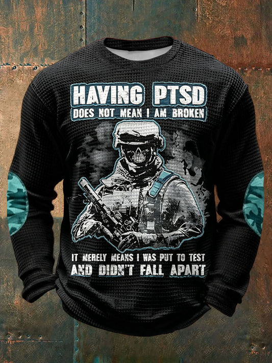 Men's PTSD Awareness Veteran Printed Waffle Tops