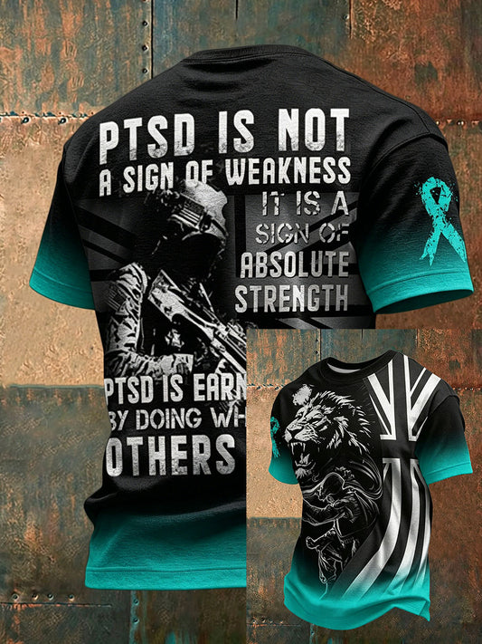 Men's PTSD Awareness Veteran Printed T-shirt