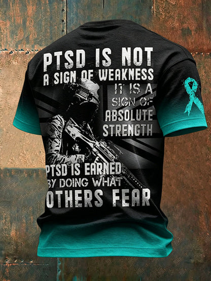Men's PTSD Awareness Veteran Printed T-shirt