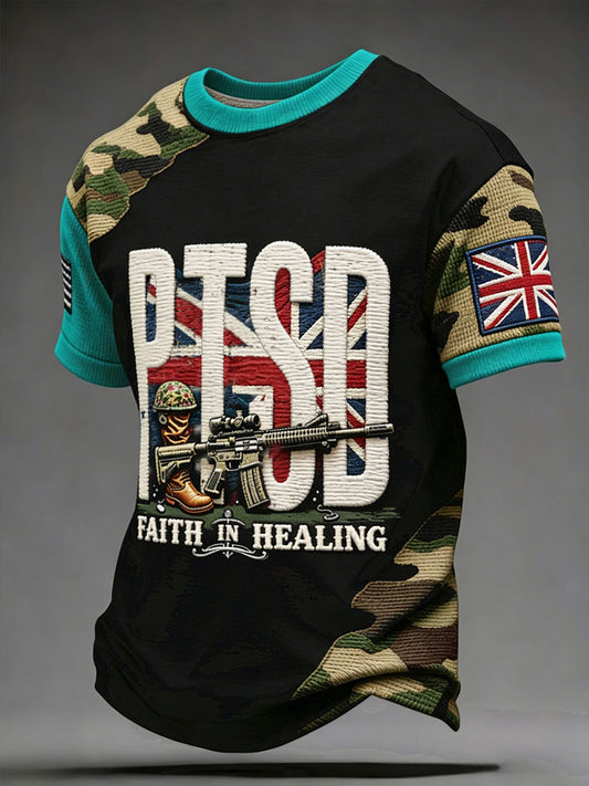 Men's Retro UK PTSD Awareness Printed T-shirt