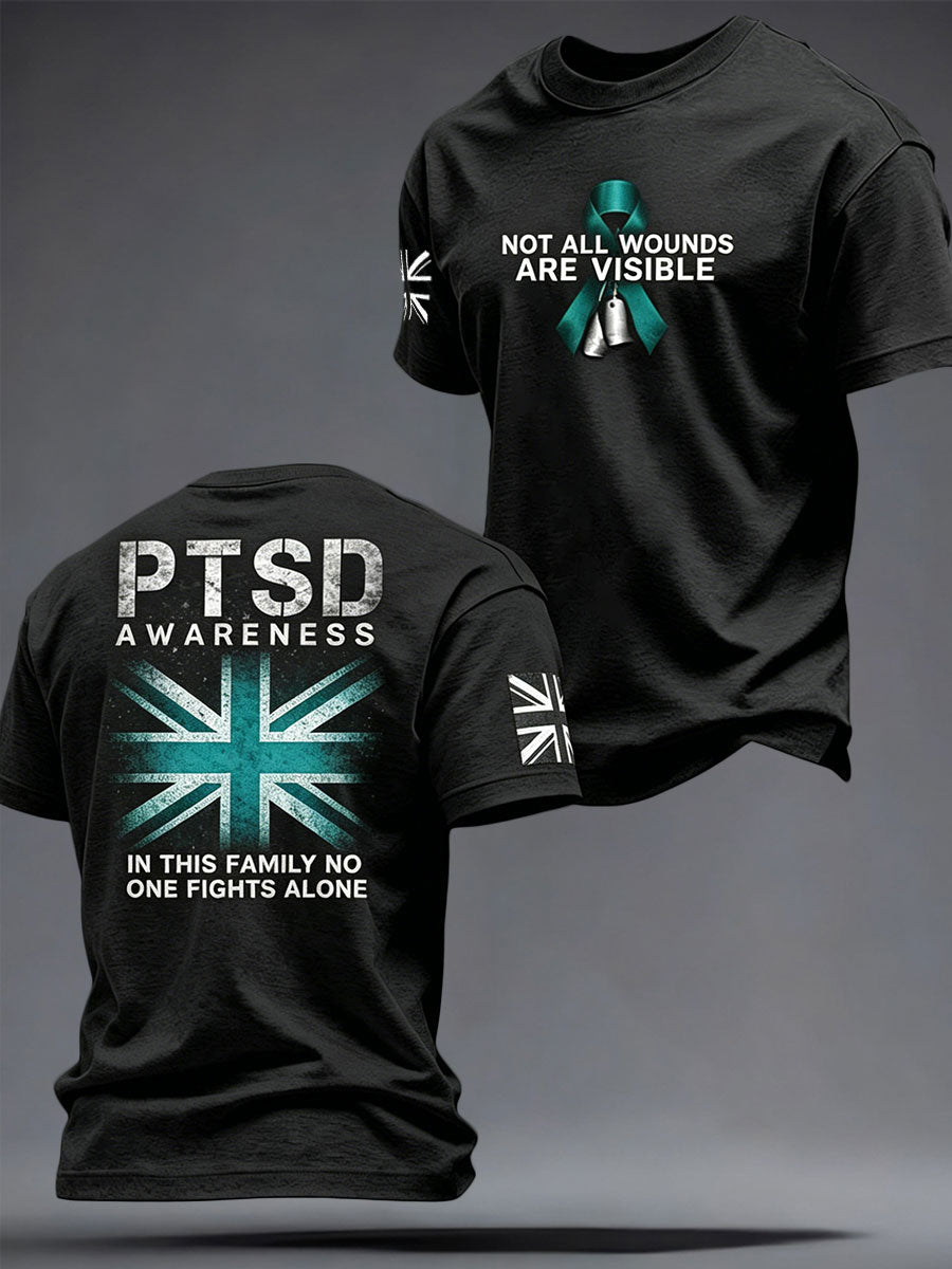 Men's Retro UK PTSD Awareness Printed T-shirt