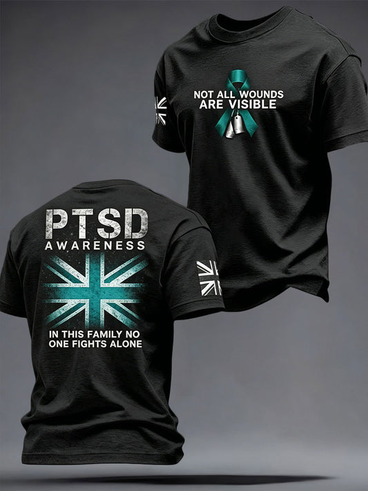 Men's Retro UK PTSD Awareness Printed T-shirt
