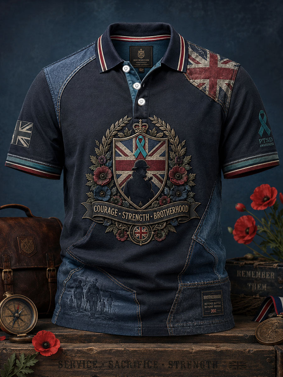 Men's UK Veteran PTSD Awareness Printed Casual Tops