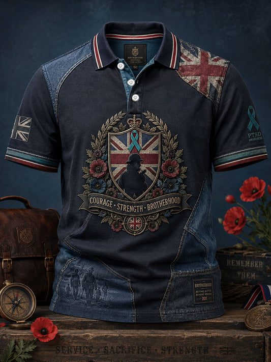 Men's UK Veteran PTSD Awareness Printed Casual Tops