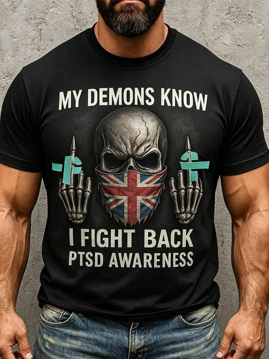 Men's Retro UK PTSD Awareness Printed T-shirt