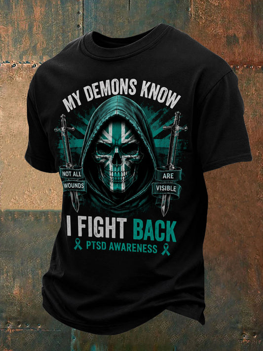 Men's PTSD Awareness Veteran Printed T-shirt