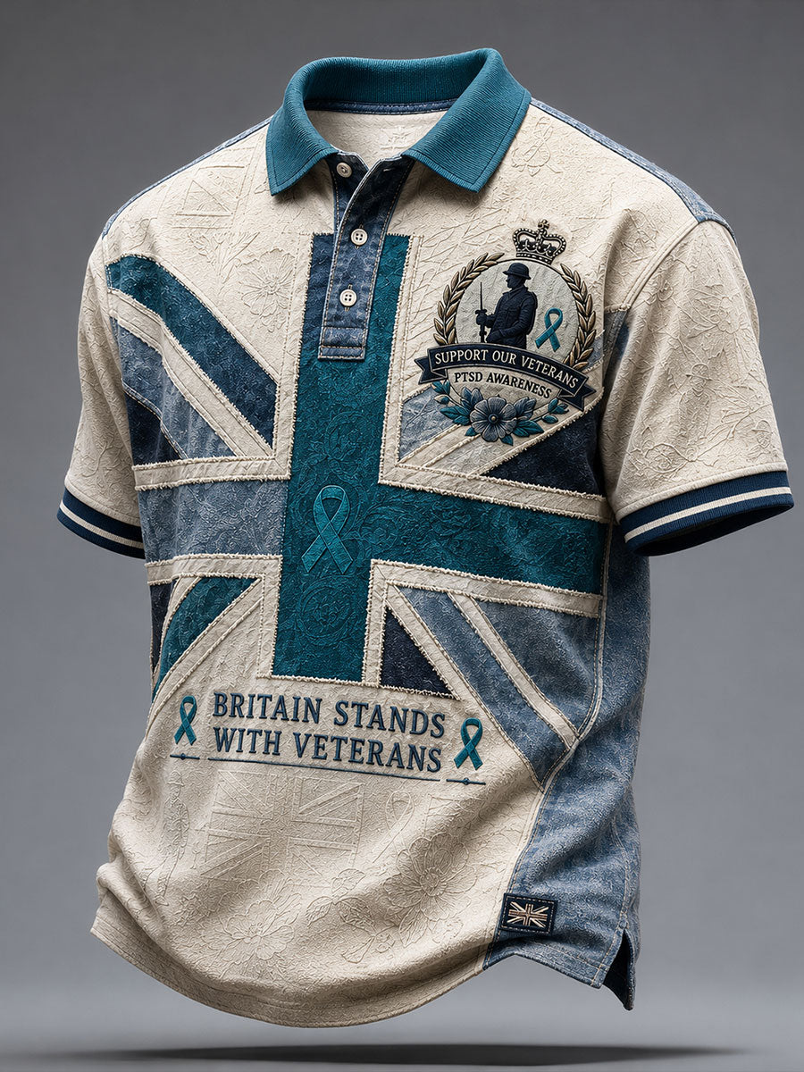 Men's UK Veteran PTSD Awareness Printed Casual Tops