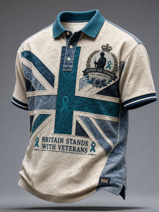 Men's UK Veteran PTSD Awareness Printed Casual Tops