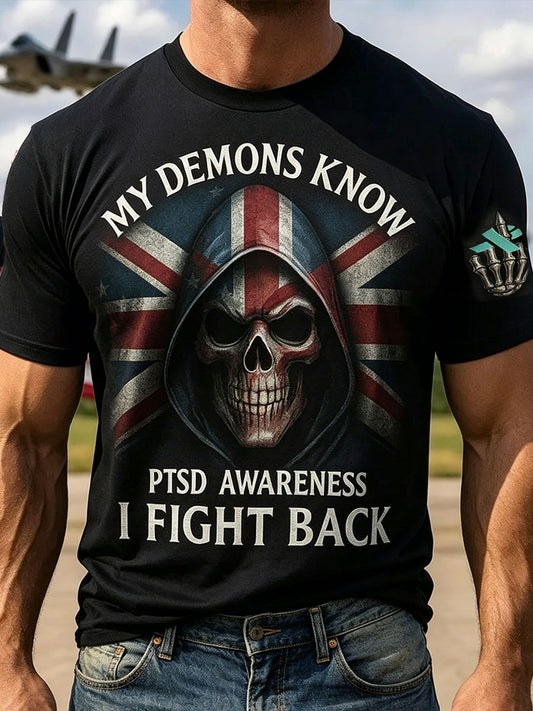Men's Retro UK PTSD Awareness Printed T-shirt