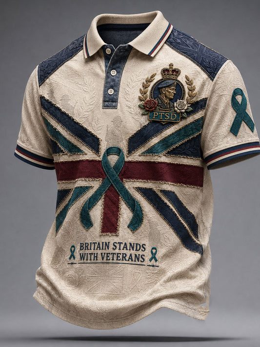 Men's UK Veteran PTSD Awareness Printed Casual Tops