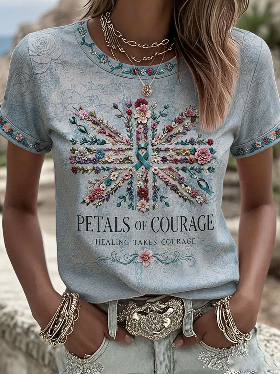 Women's UK PTSD Awareness Printed Linen T-shirt