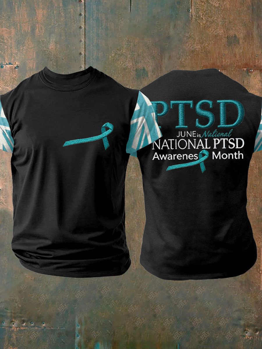 Men's PTSD Awareness Veteran Printed short sleeves t-shirt