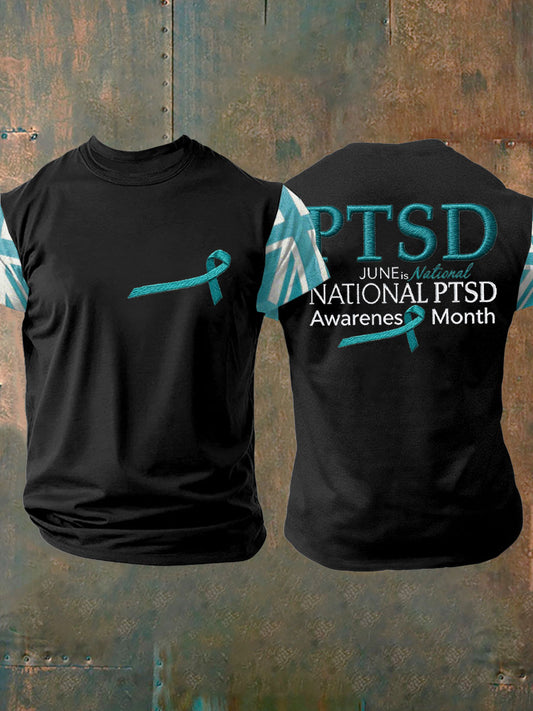 Men's PTSD Awareness Veteran Printed short sleeves t-shirt