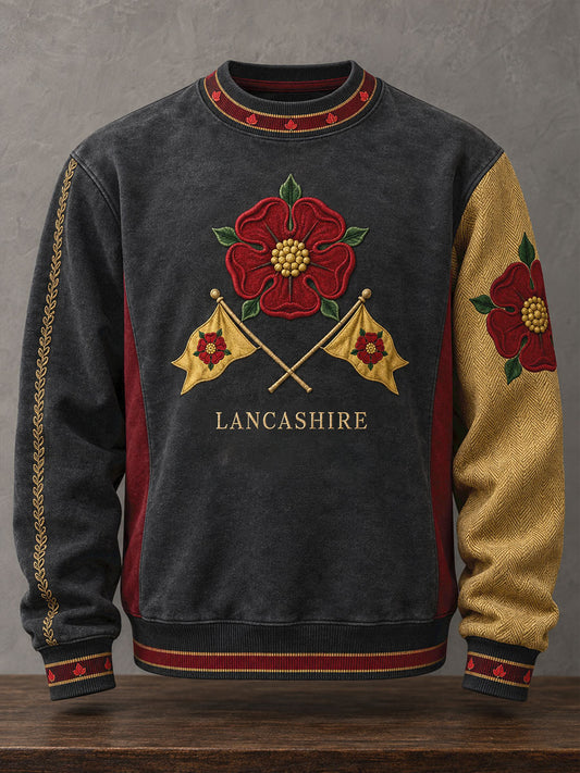 Men's England Lancashire Day Red Roses Art Printed Sweatshirt