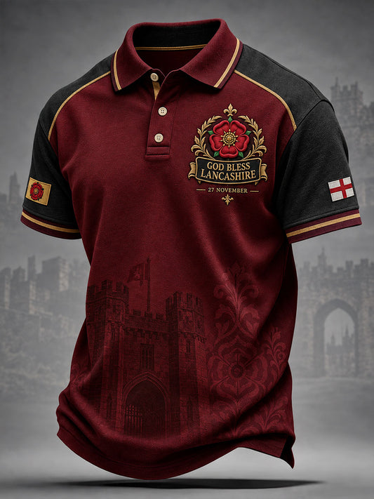 Men's Lancashire Day Red Roses Art Printed Casual Tops