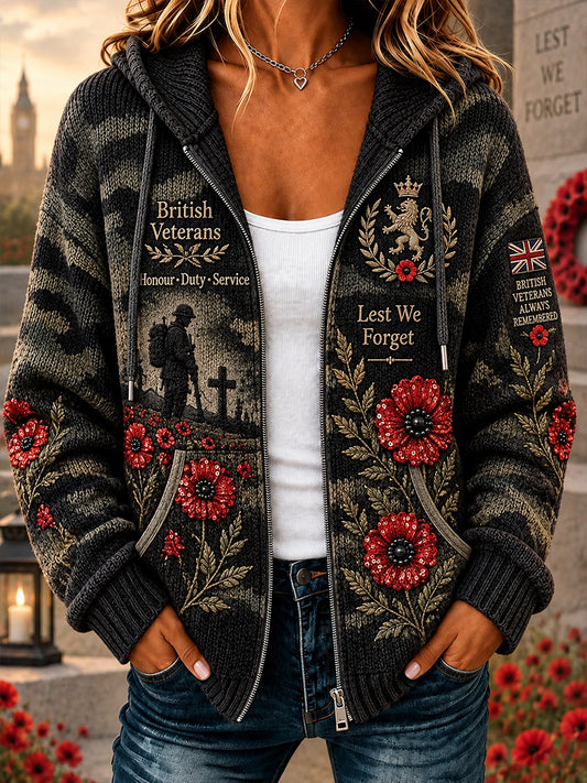 Women's Remembrance Day Graphic Print Knit Hoodie