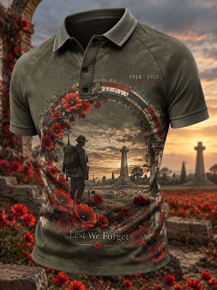 Men's British Remembrance Day Printed Polo Shirt