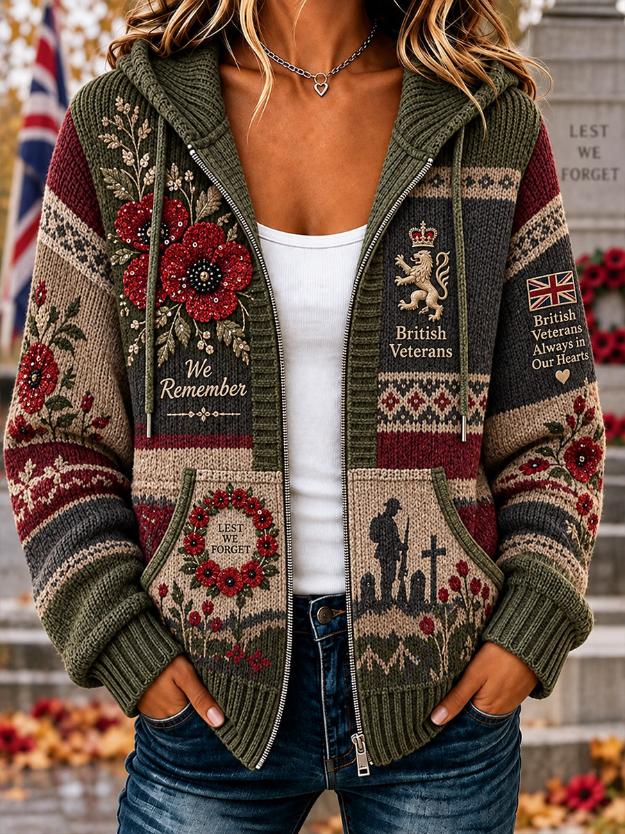 Women's Remembrance Day Graphic Print Knit Hoodie