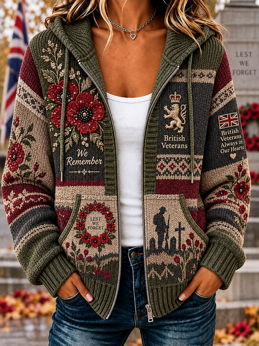 Women's Remembrance Day Graphic Print Knit Hoodie