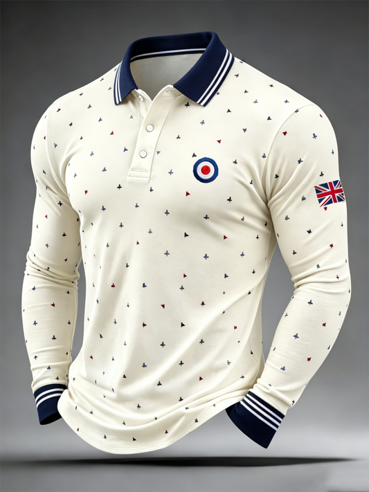 Men's UK Music Lover Mods Culture Printed long sleeve polo