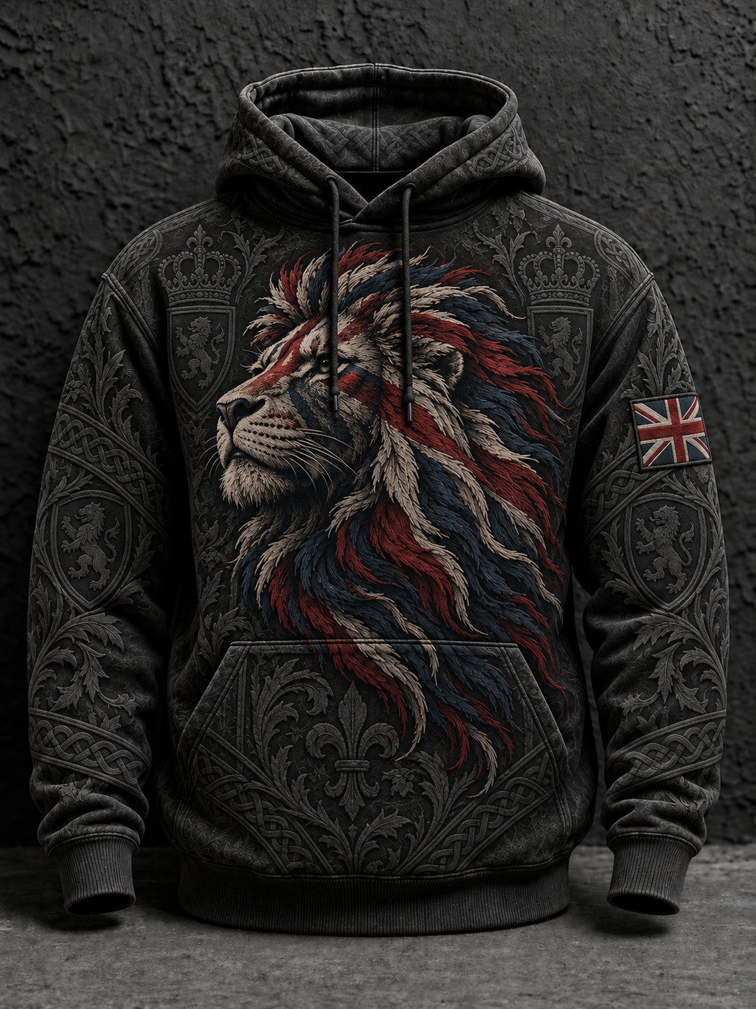 Men's British Lion Printed Hoodie
