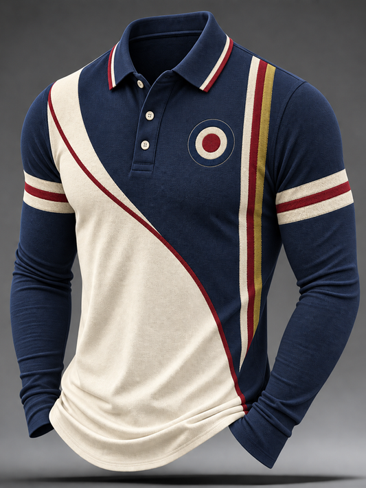 Men's UK Music Lover Mods Culture Printed long sleeve polo