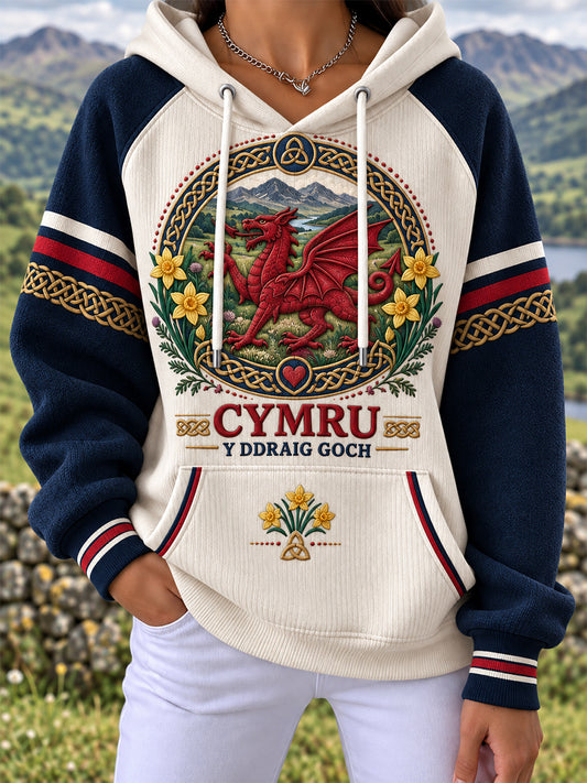 Women's Welsh Cultural Element Art Print Hooded Sweatshirt