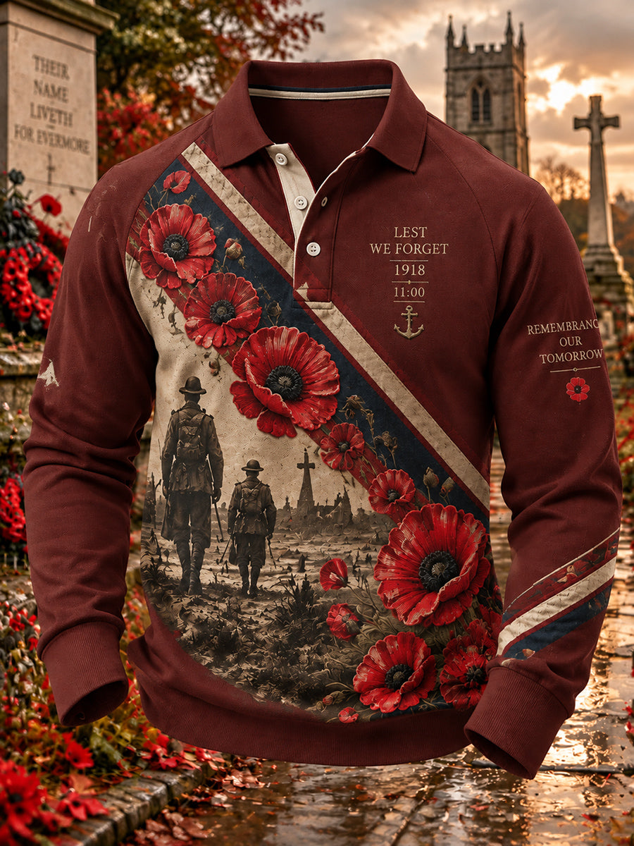 Men's British Remembrance Day Printed Polo Sweatshirt
