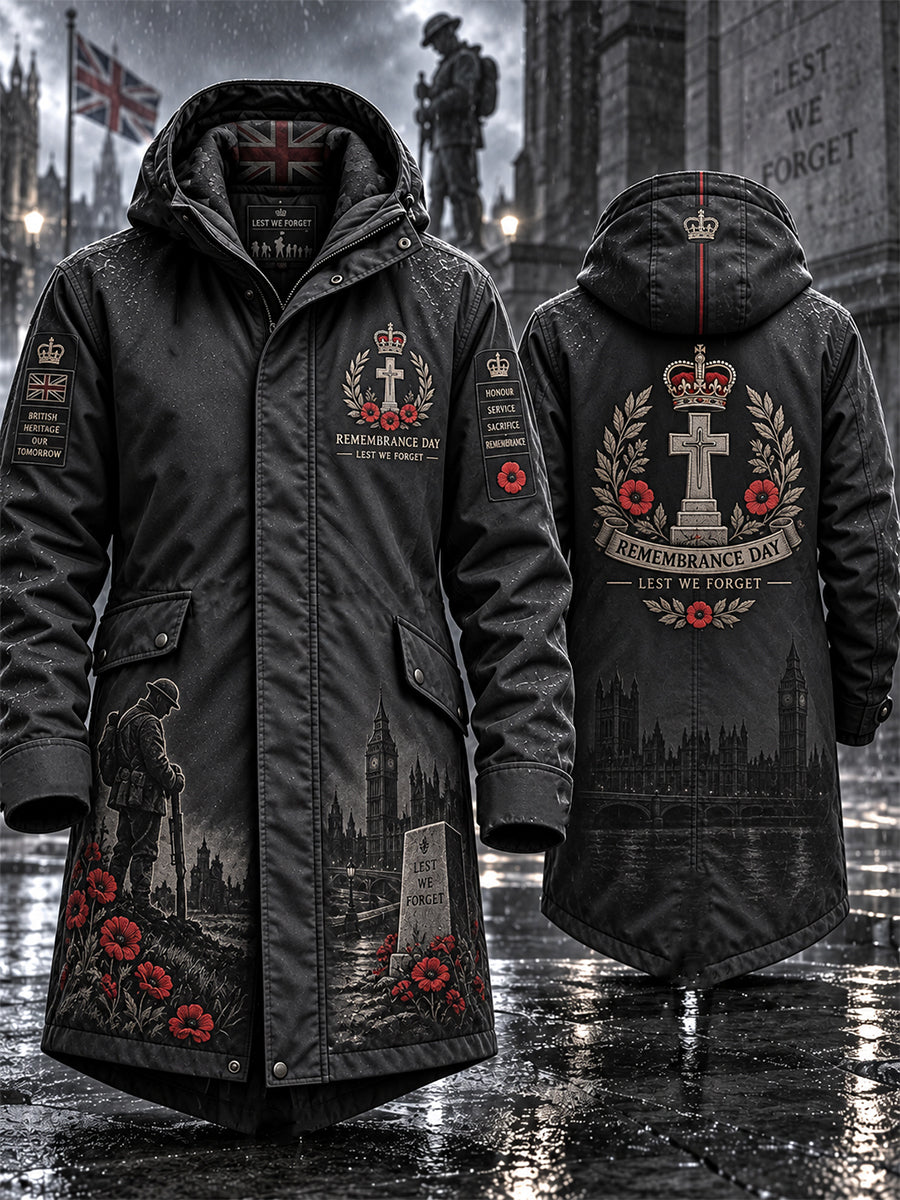 Men's Remembrance Day Lest We Forget Long Coat