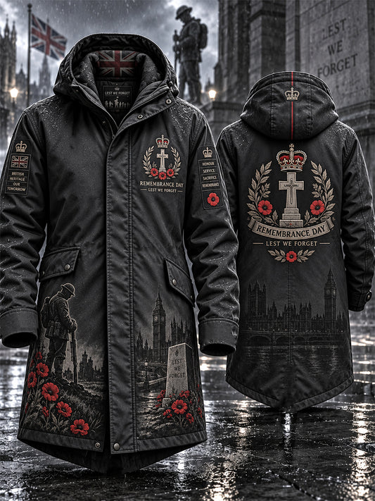 Men's Remembrance Day Lest We Forget Long Coat