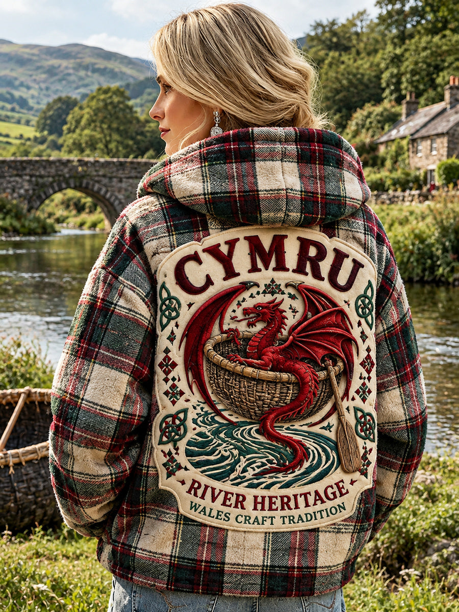 Women's  Vintage British Wales Printed Flannel Jacket