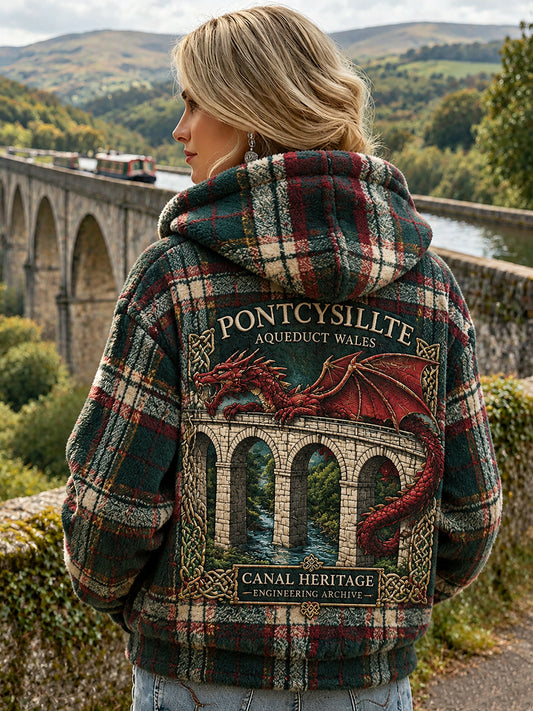Women's  Vintage British Wales Printed Flannel Jacket