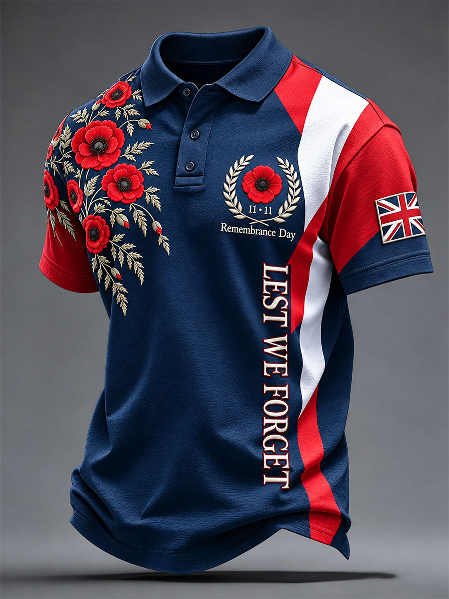 Men'sRemembrance Day Lest We Forget Print Shirt